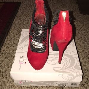 Red platform heels